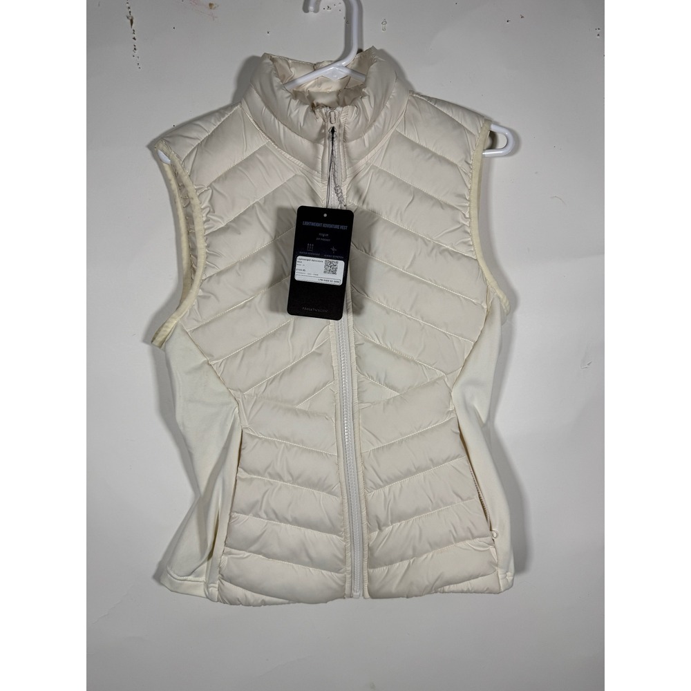 Fabletics Lightweight Adventure Vest Cream White Quilted Zip Up Small NEW